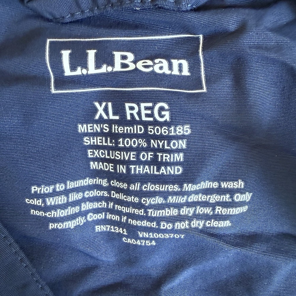 LL Bean Men's XL Nautical Navy Blue Mountain Classic Full Zip Jacket Hooded - Picture 5 of 7